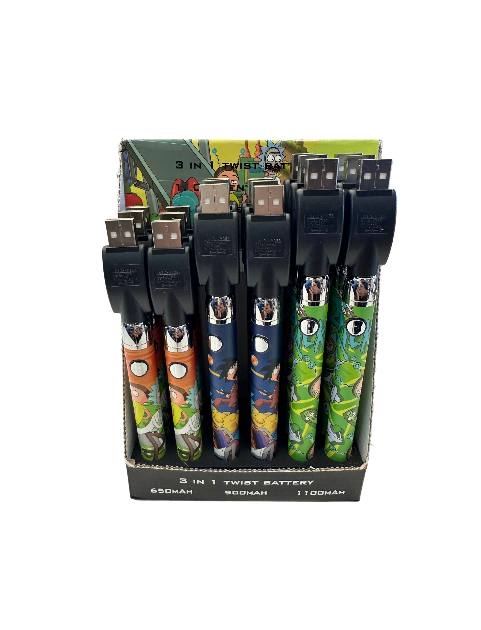 RICK & MORTY 3 IN 1 TWIST BATTERY | 18 PCS EAZY WHOLESALE RICK & MORTY 3 IN 1 TWIST BATTERY | 18 PCS EAZY WHOLESALE