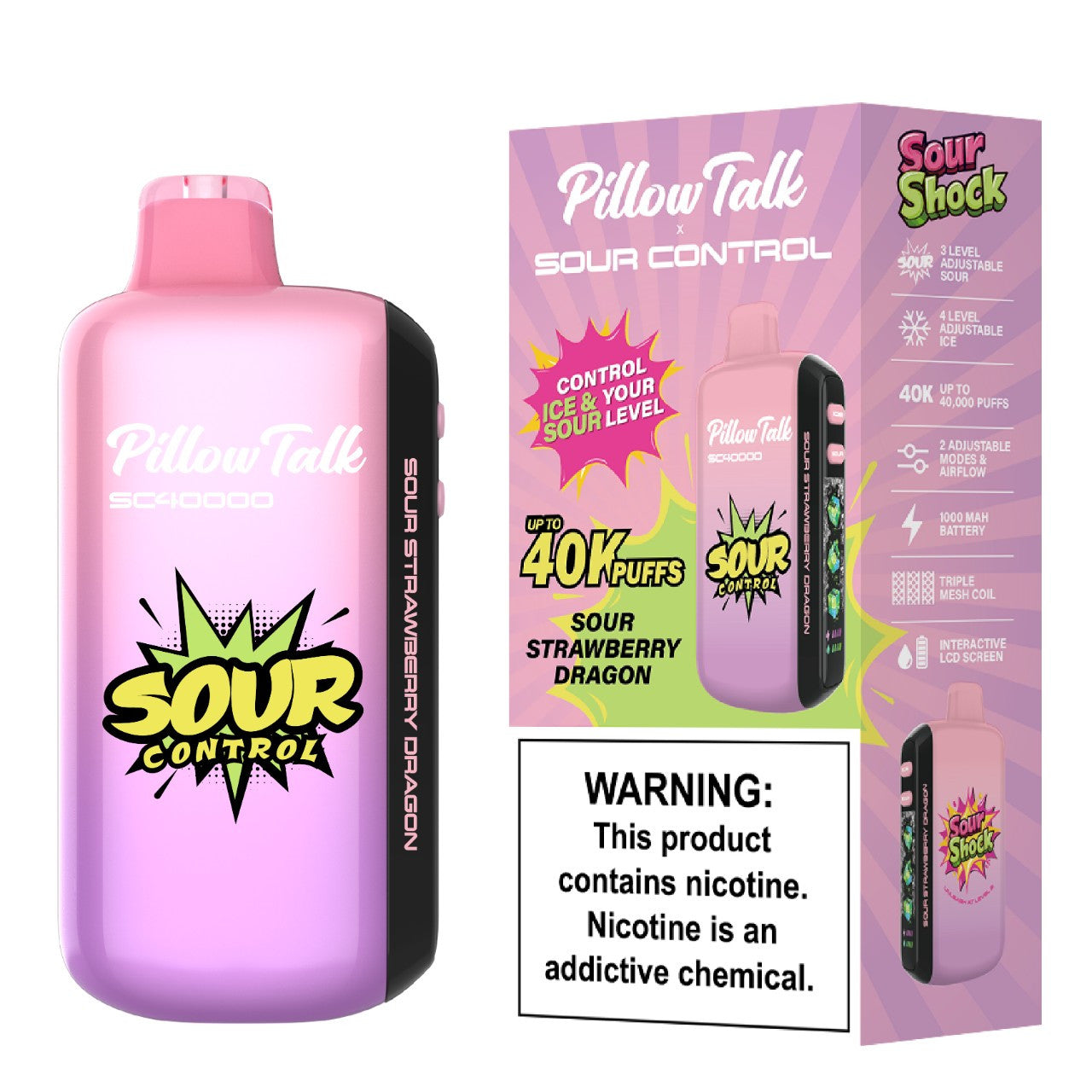 PILLOWTALK SOUR CONTROL SOUR SHOCK 40,000 PUFFS DISPOSABLE VAPE | 5CT