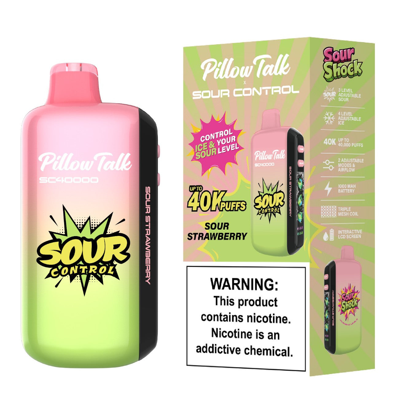 PILLOWTALK SOUR CONTROL SOUR SHOCK 40,000 PUFFS DISPOSABLE VAPE | 5CT