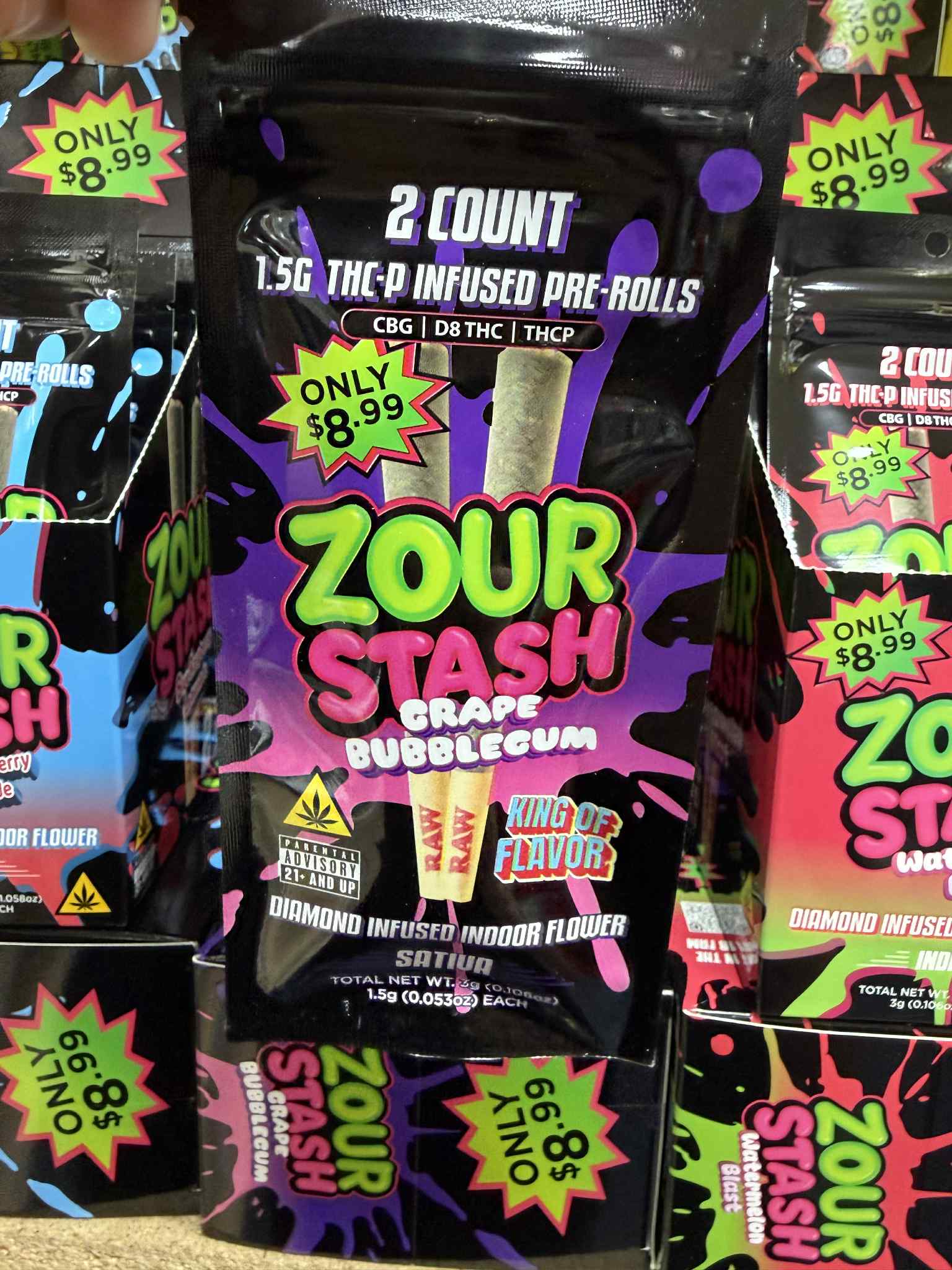ZOUR STASH 2PK THC-P PRE-ROLLS 8.99 PRE-PRICED | 2 CT