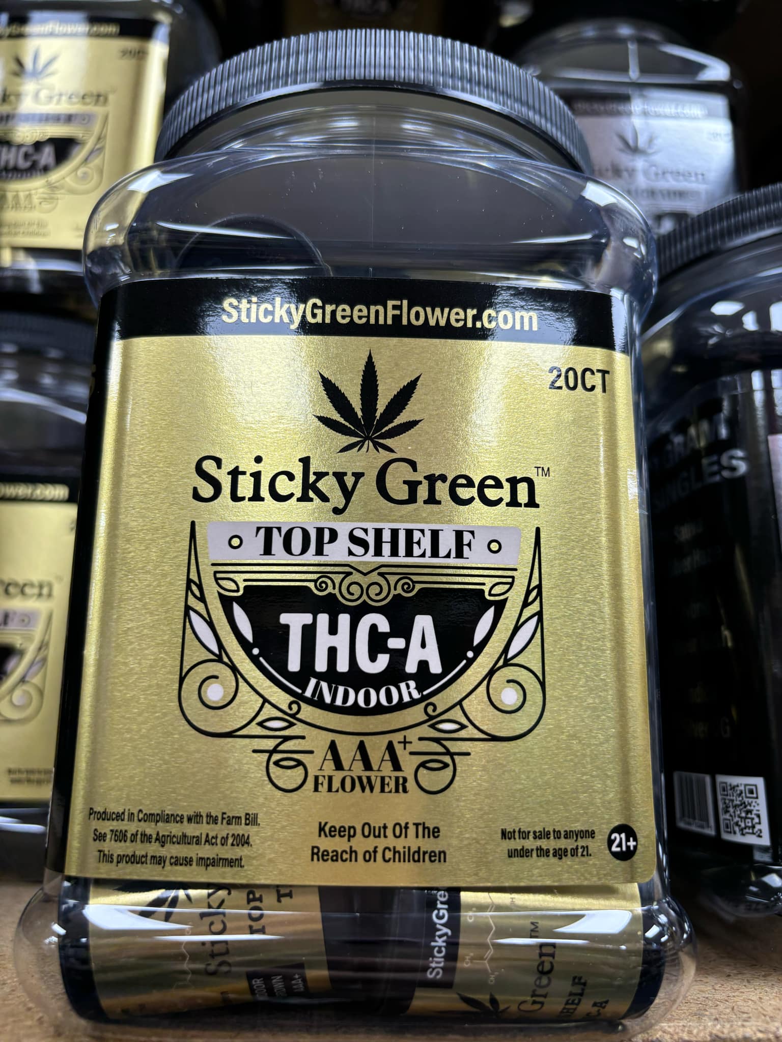 STICKY GREEN TOP SHELF GOLD JAR MIXED STRAINS | 20CT