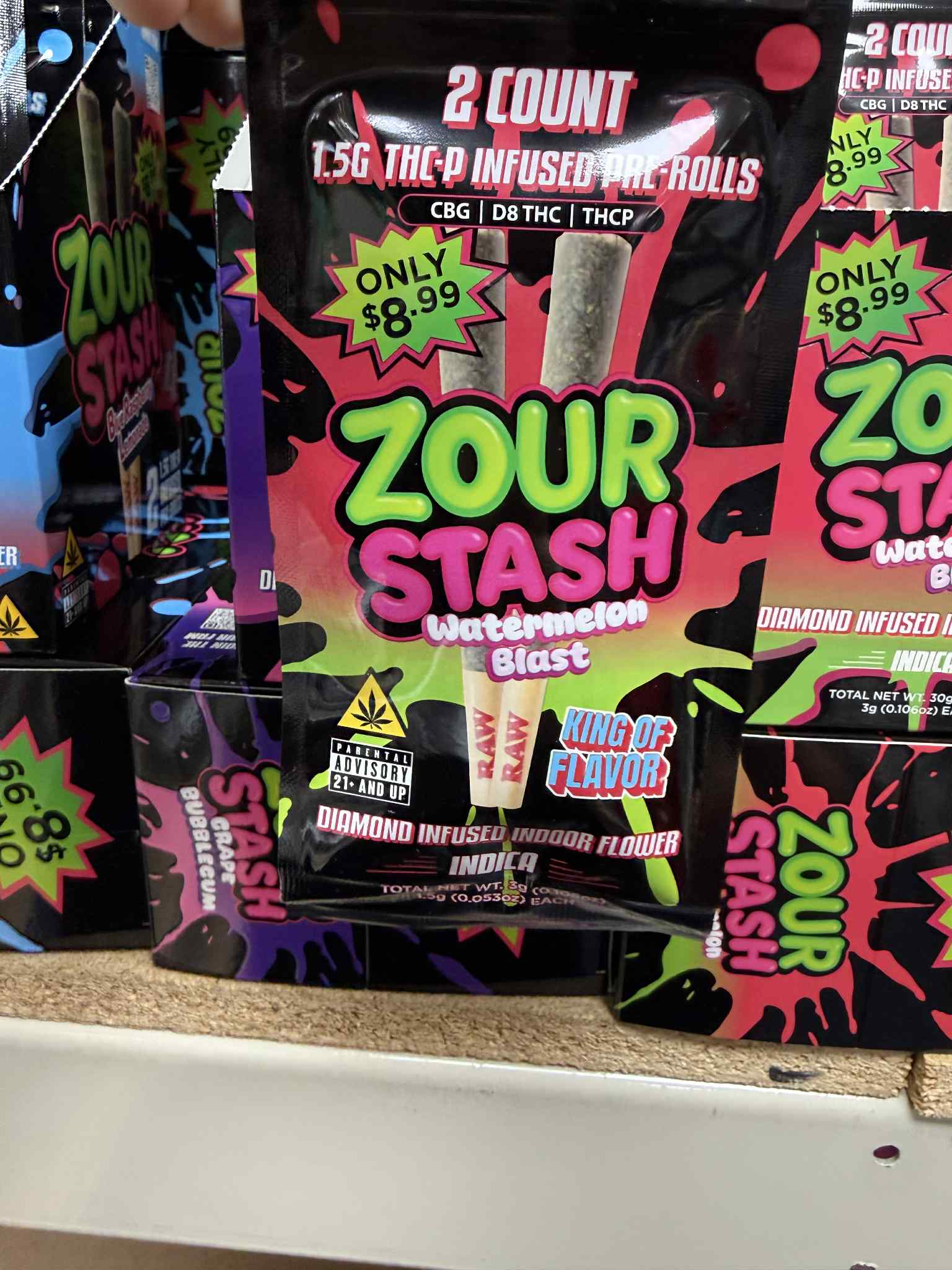 ZOUR STASH 2PK THC-P PRE-ROLLS 8.99 PRE-PRICED | 2 CT