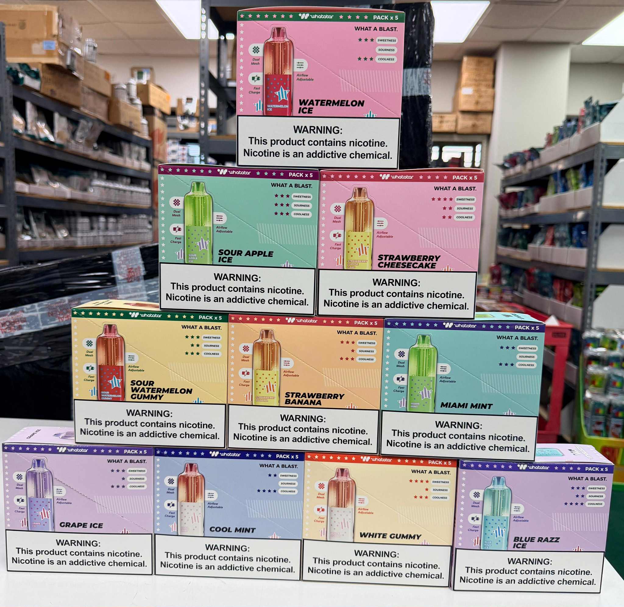 WHATABAR 40,000 PUFFS DISPOSABLE VAPE | 5 CT (TEXASSB2024COMPLIANT)