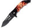 SE-617 RED FLAMING SKULL DESIGN KNIFE