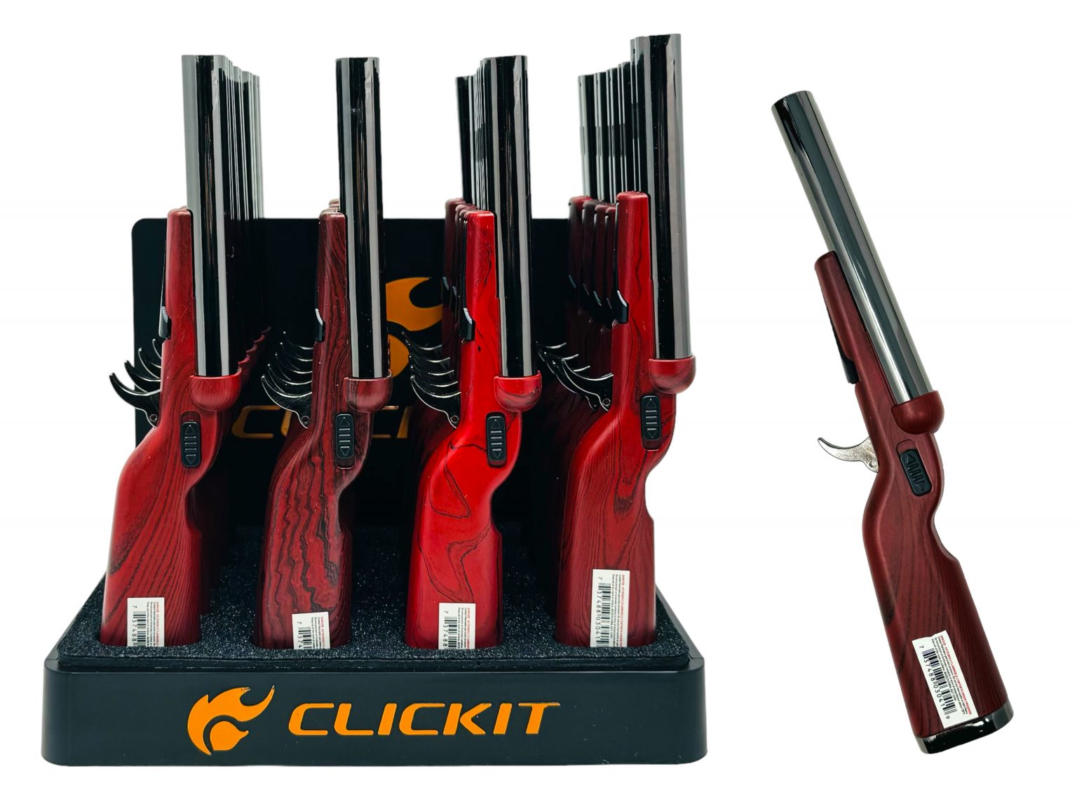 CLICKIT SHOTGUN TORCH DOUBLE FLAME LIGHTER | 30CT – EAZY WHOLESALE