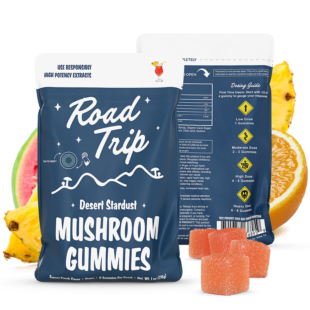 ROAD TRIP AMANITA MUSCARIA & DESERT STARDUST MUSHROOM GUMMIES DISPENSER | 30 PK