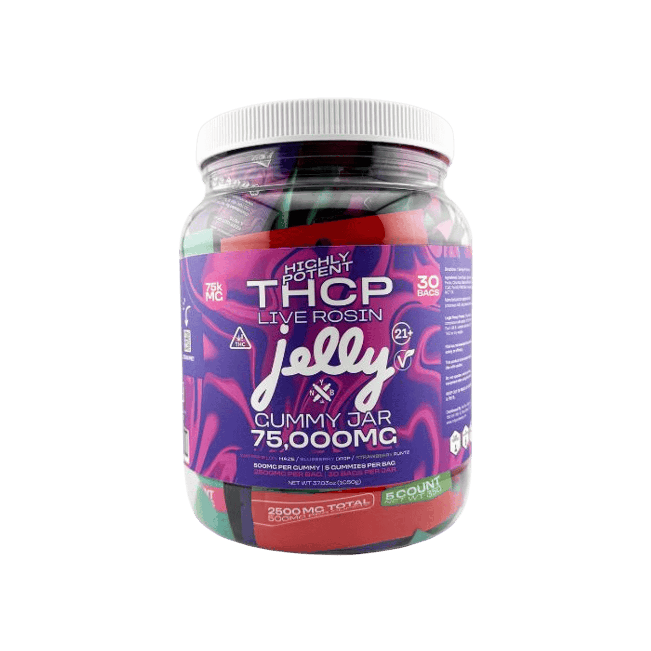 NYB JELLY THC-P LIVE ROSIN GUMMIES 75,000 MG JAR | 30 CT