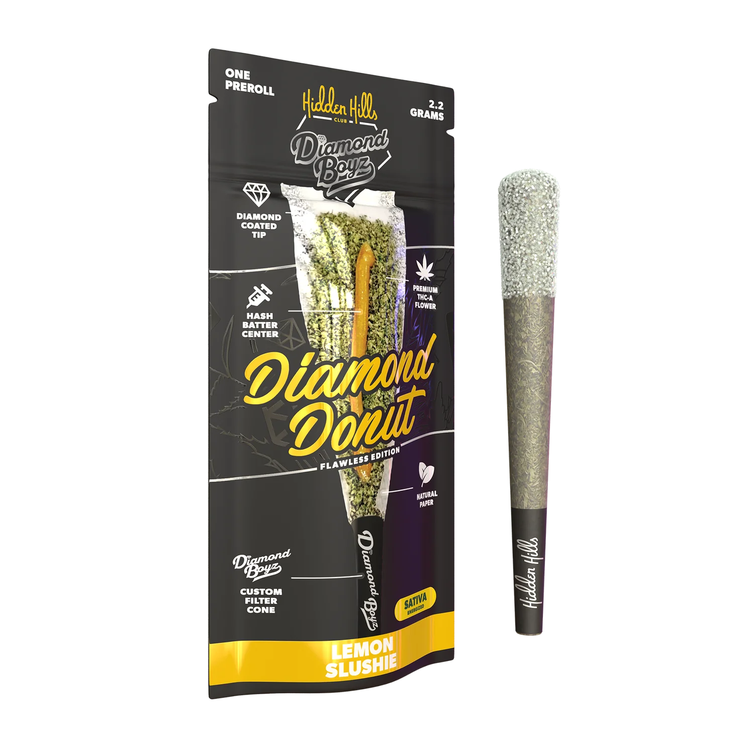 HIDDEN HILLS DIAMOND BOYZ THC-A DIAMOND DONUT PRE-ROLL | 2.2 GRAMS