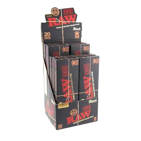 RAW CLASSIC BLACK CONES KING SIZE | 20 CT | 12PK