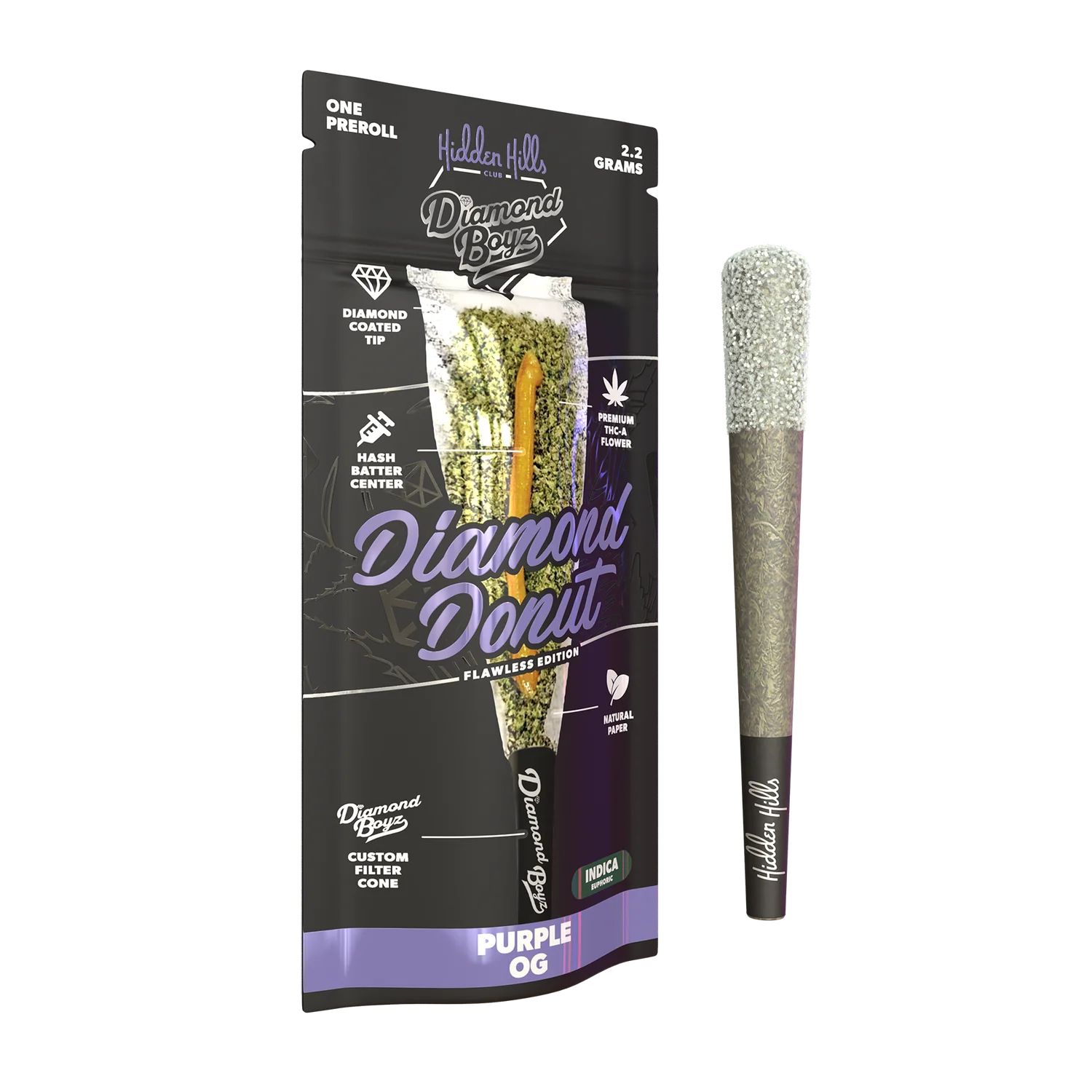 HIDDEN HILLS DIAMOND BOYZ THC-A DIAMOND DONUT PRE-ROLL | 2.2 GRAMS