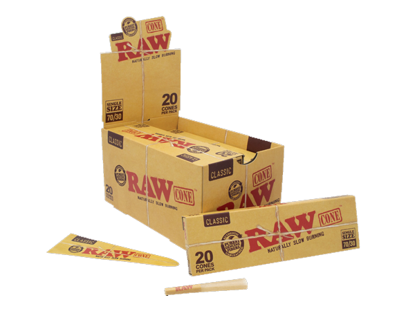 RAW | CLASSIC CONES SINGLE SIZE 70/30 | 12PK