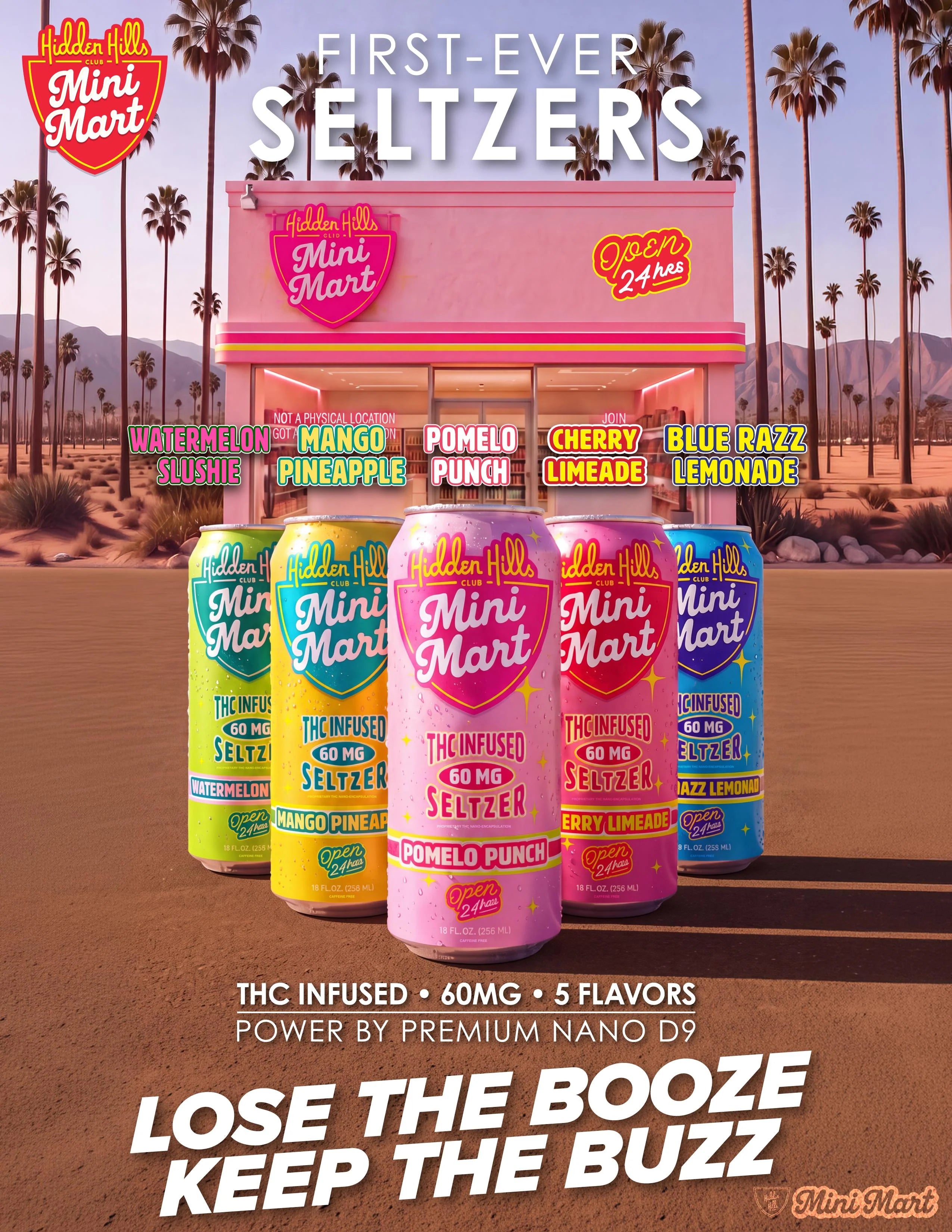 HIDDEN HILLS MINI MART D9 INFUSED SELTZER 4 PACK