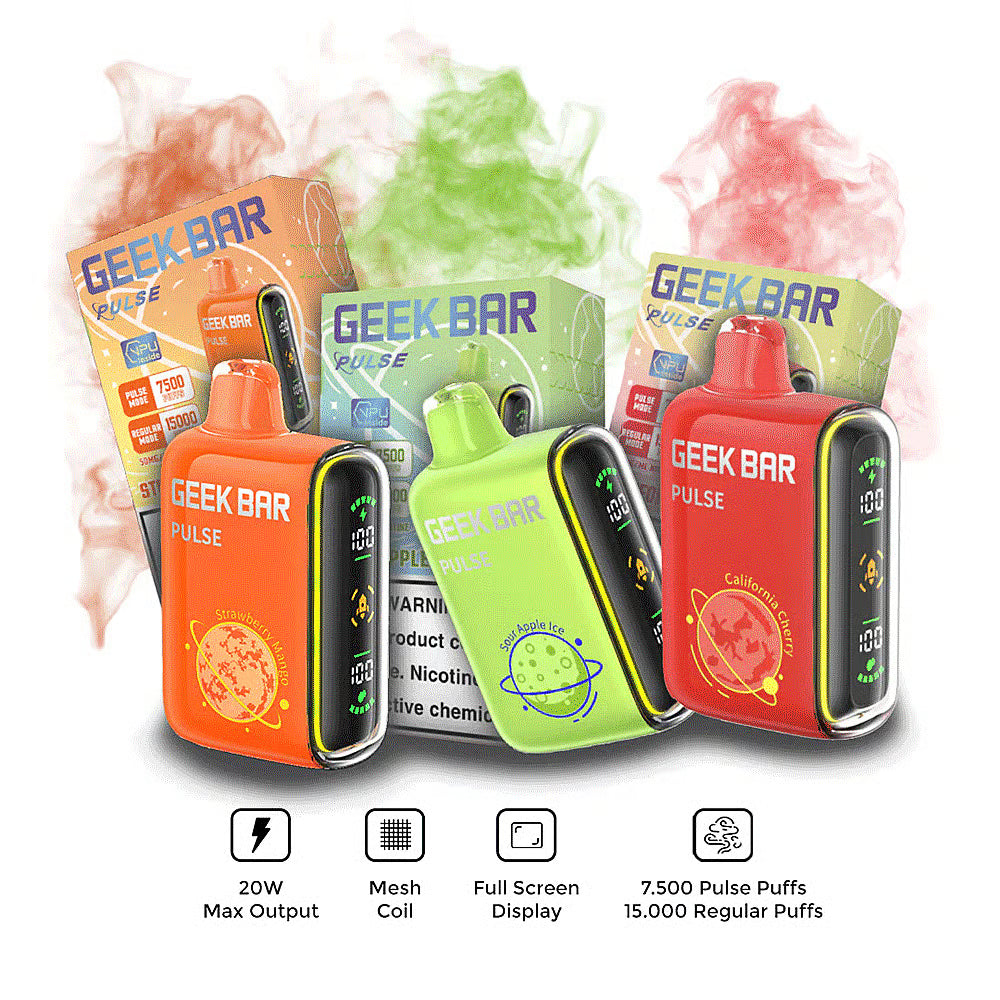 GEEKBAR PULSE 15K PUFFS DISPOSABLE VAPE (TEXAS SB2024 COMPLIANT) 5 CT