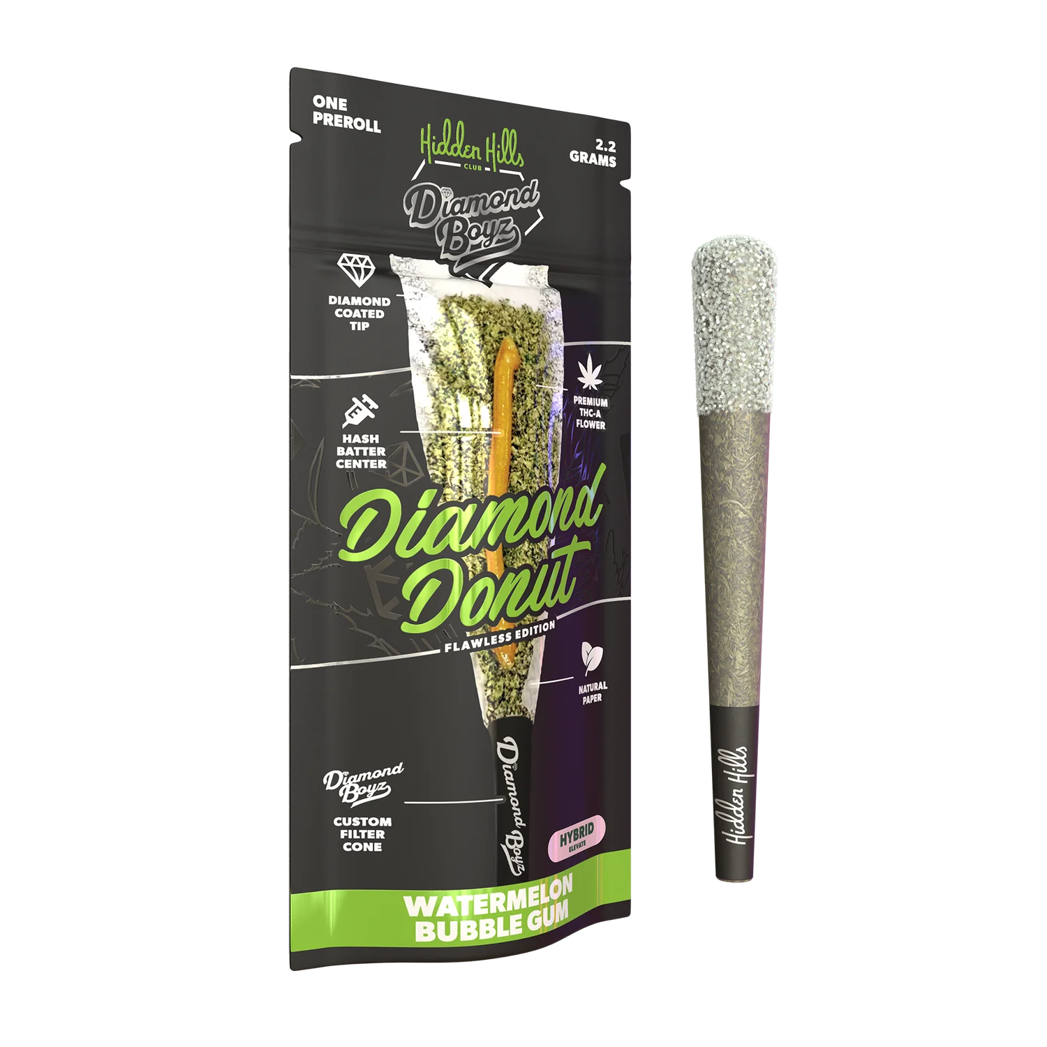 HIDDEN HILLS DIAMOND BOYZ THC-A DIAMOND DONUT PRE-ROLL | 2.2 GRAMS