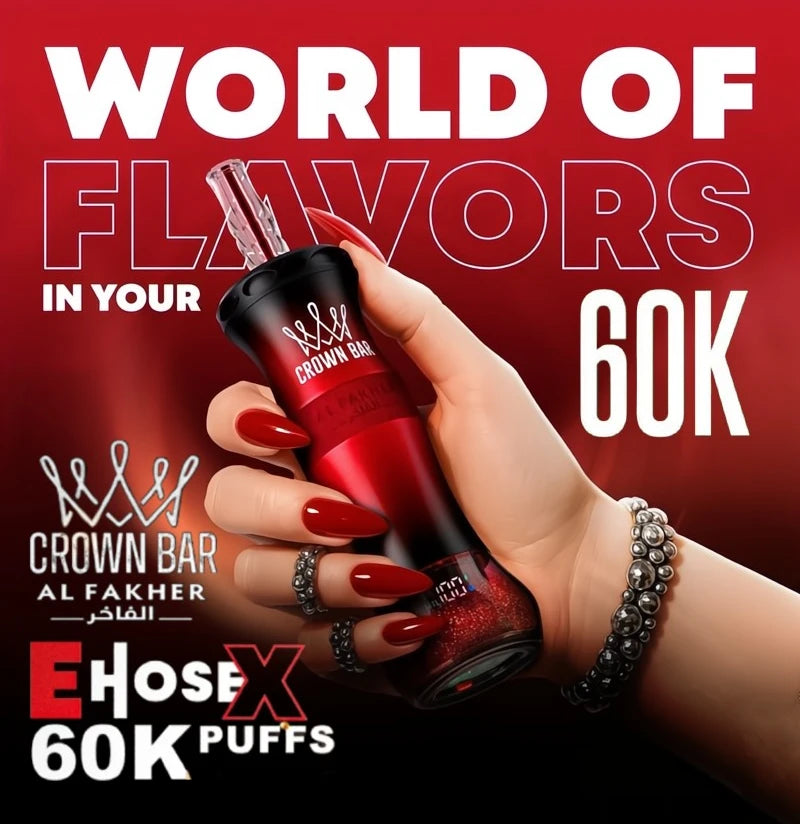 AL FAKHER CROWN BAR E-HOSE DISPOSABLE 60,000 PUFFS | 5 CT (TEXASSB2024COMPLIANT)