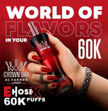 AL FAKHER CROWN BAR E-HOSE DISPOSABLE 60,000 PUFFS | 5 CT (TEXASSB2024COMPLIANT)