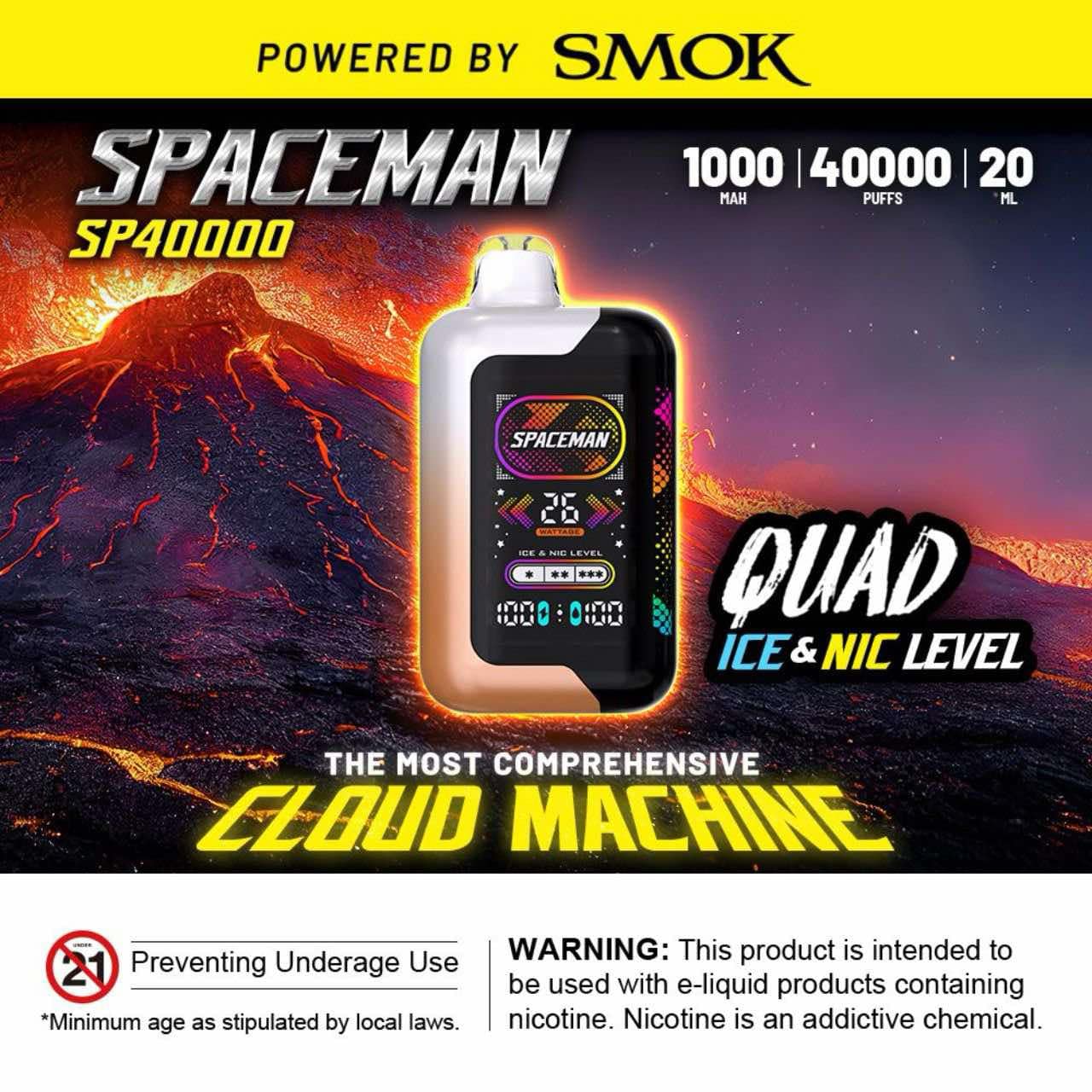 SPACEMAN SP40000 PUFFS POWERED BY SMOK DISPOSABLE VAPE | 5 PACK