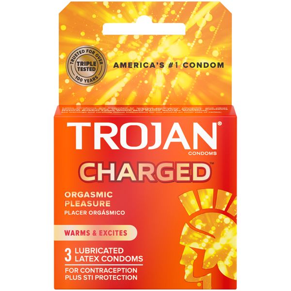 Trojan charged orange condom