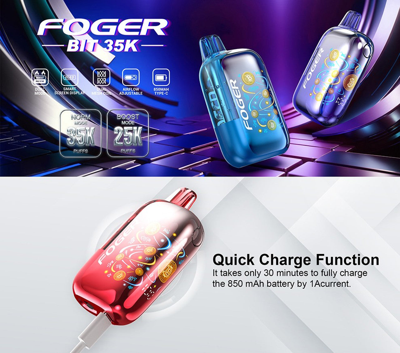 FOGER BIT DISPOSABLE VAPE 35K PUFFS 5% NIC | 5CT - NOT FOR SALE TO TEXAS CUSTOMERS