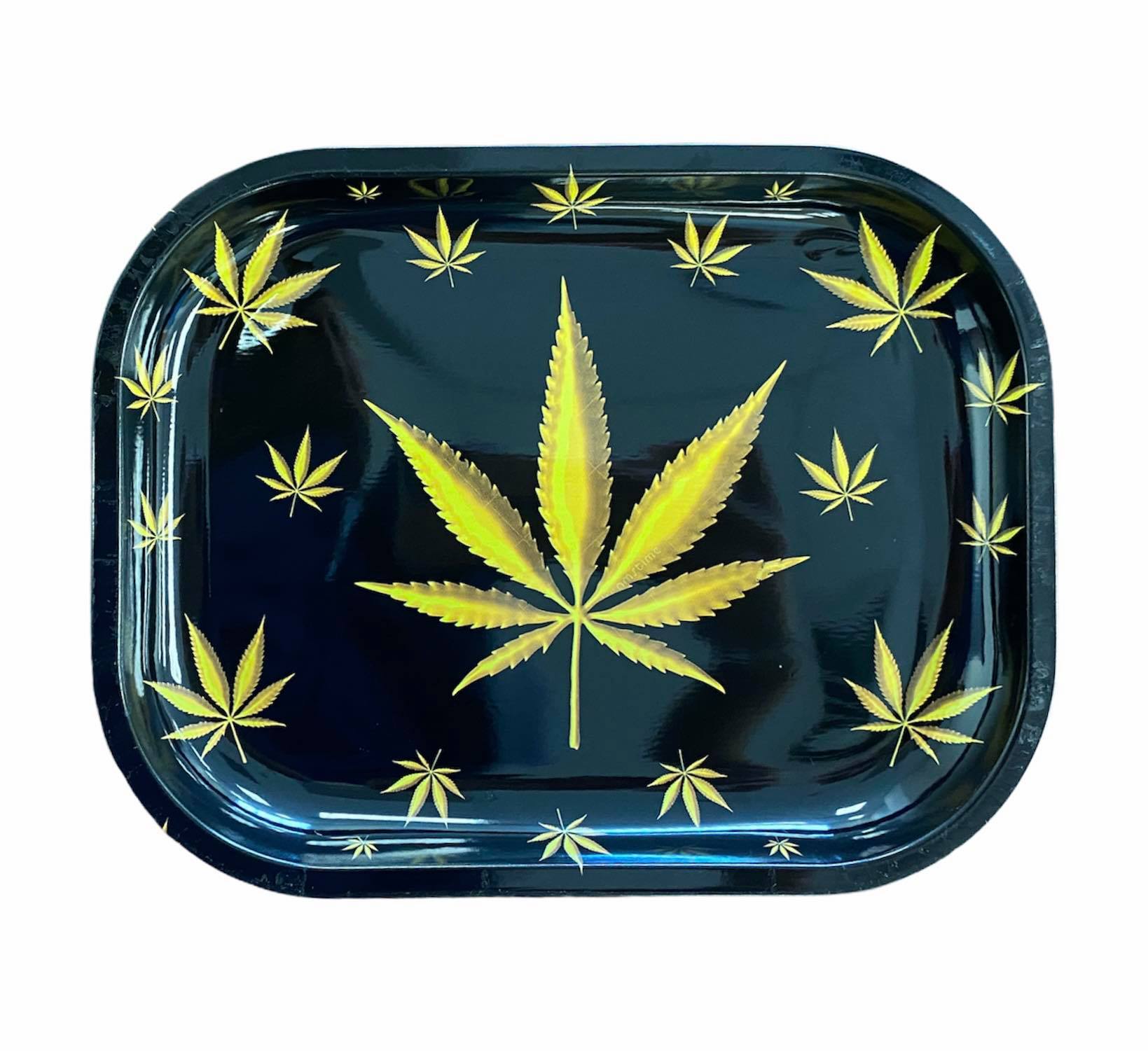 Marijuana Leaf Design - Metal Rolling Tray