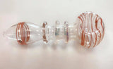 GLASS 3" HANDPIPE, CLEAR WITH STRIPES