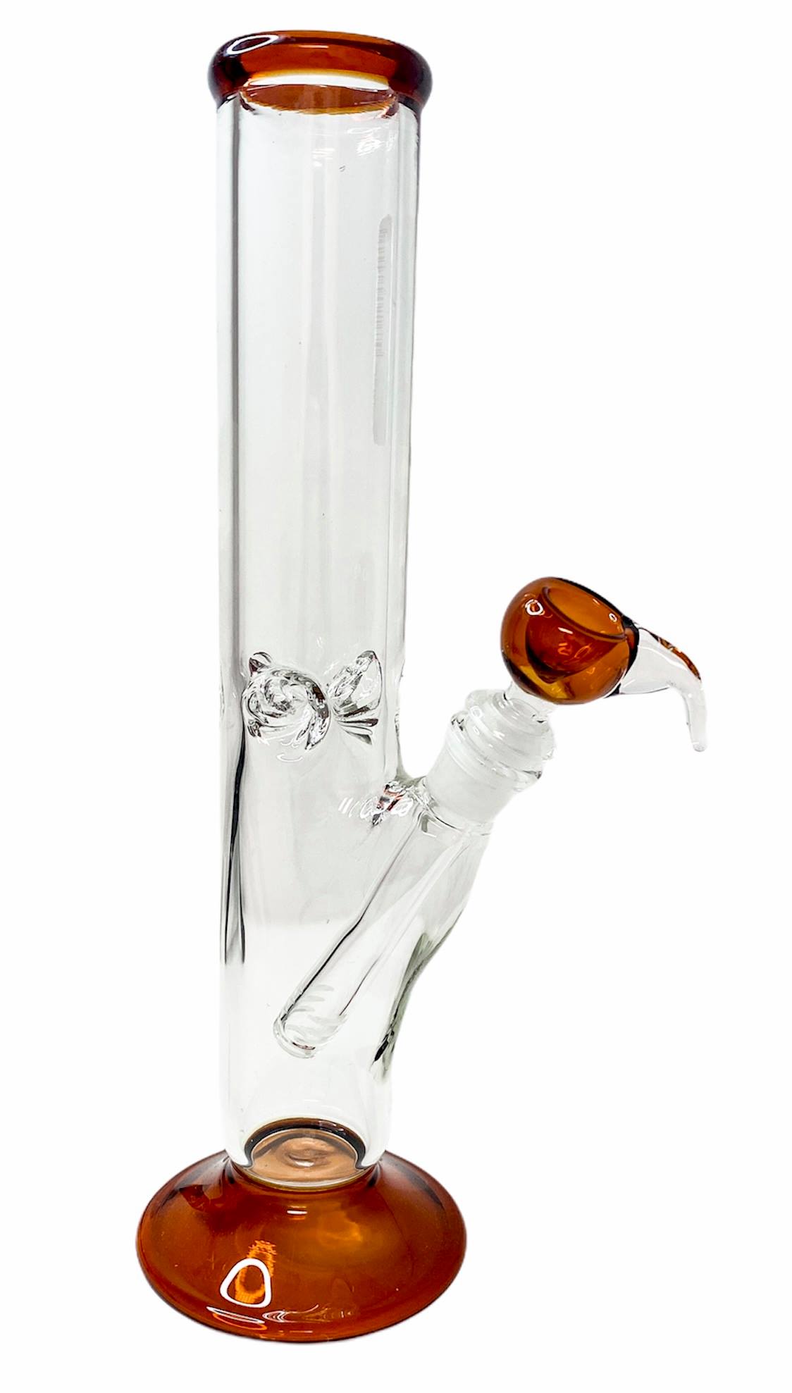 12" THREE ARM PERCOLATOR GLASS ON GLASS WATER PIPE | AMBER