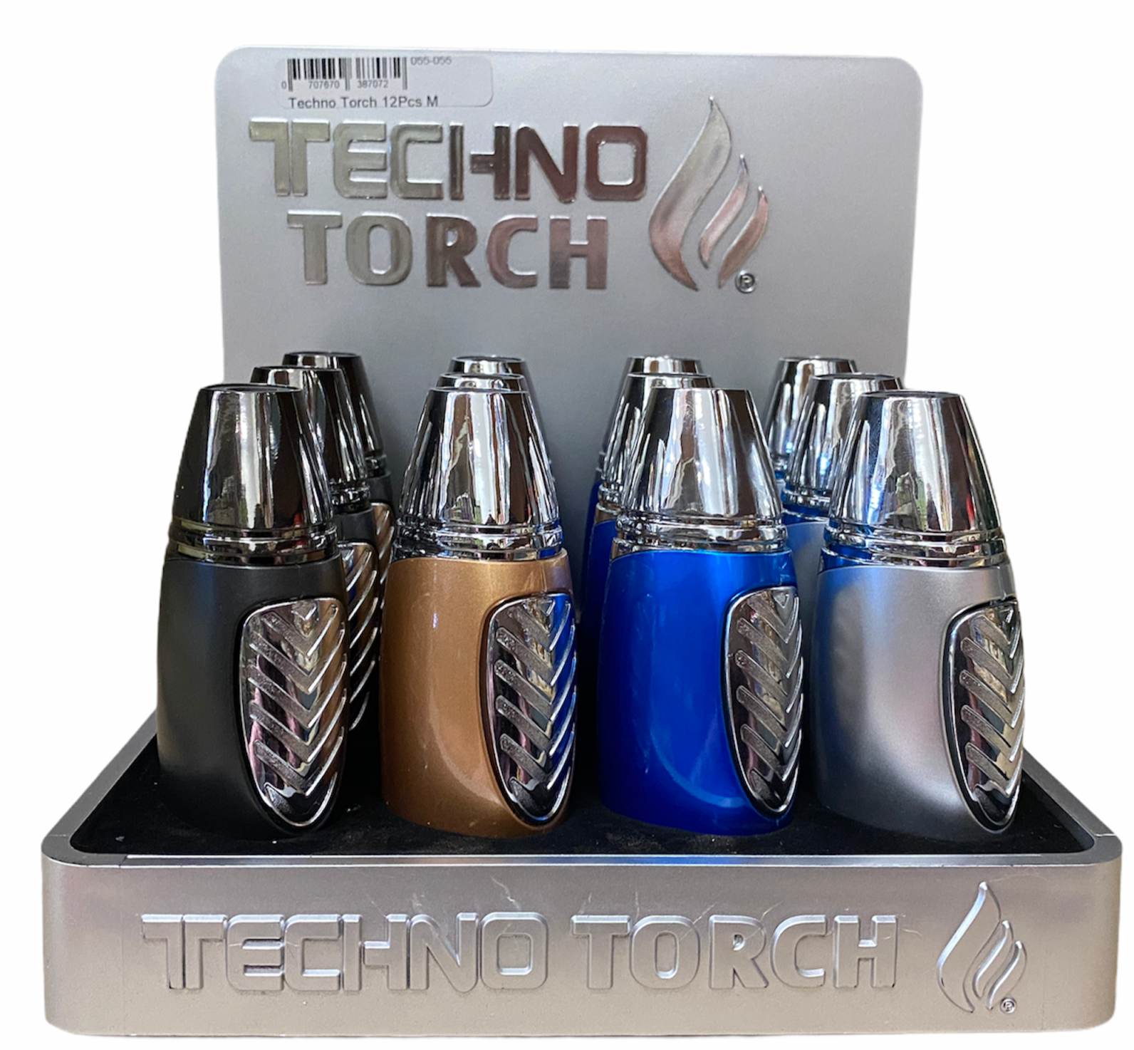 TECHNO TORCH LIGHTER SOLID METALIC DESIGN | PACK OF 12