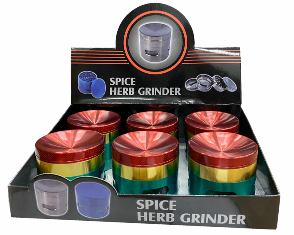SPICE HERB METAL GRINDER, 4 PART, RASTA, TG-102S | PACK OF 6