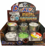 DEALZ METAL GRINDERS, 3 PART, SKULL, 420, GREEN SPIRAL | PACK OF 12