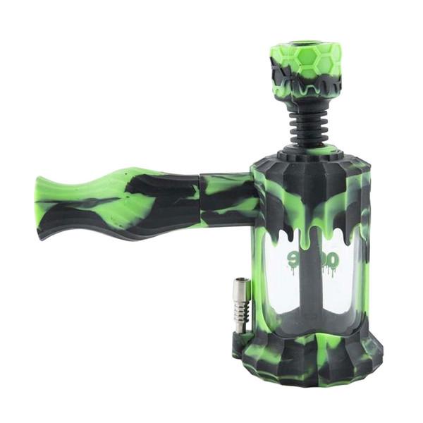 OOZE CLOBB SILICONE WATER PIPE AND NECTAR, GREEN / BLACK