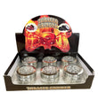 TOBACCO GRINDER, GLASS TOP W/ SILVER, GR541 | 2 PIECE | PACK OF 12