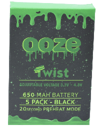 OOZE 5 PACK TWIST 650 MAH BATTERY, BLACK